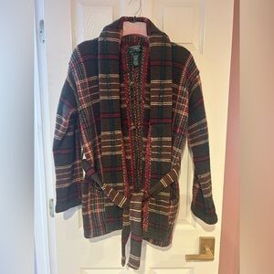 Ralph Lauren Womens Vintage Wool Plaid Tartan Knit Sweater Cardigan Sz S RARE